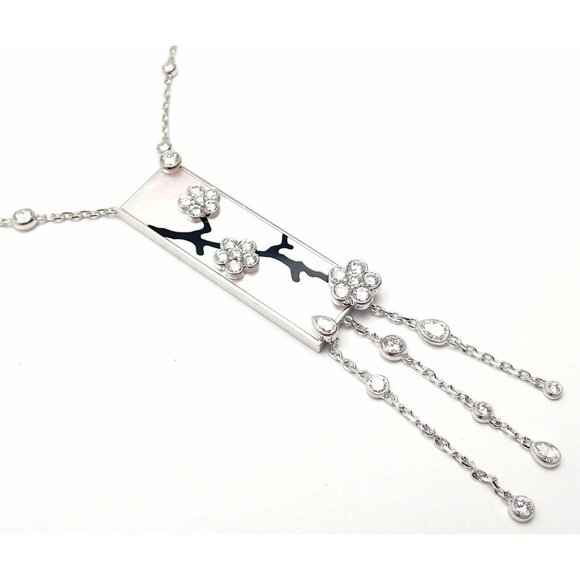 Authentic! Van Cleef & Arpels Miroir Des Eaux 18k Gold Diamond MOP Necklace - Picture 8 of 12